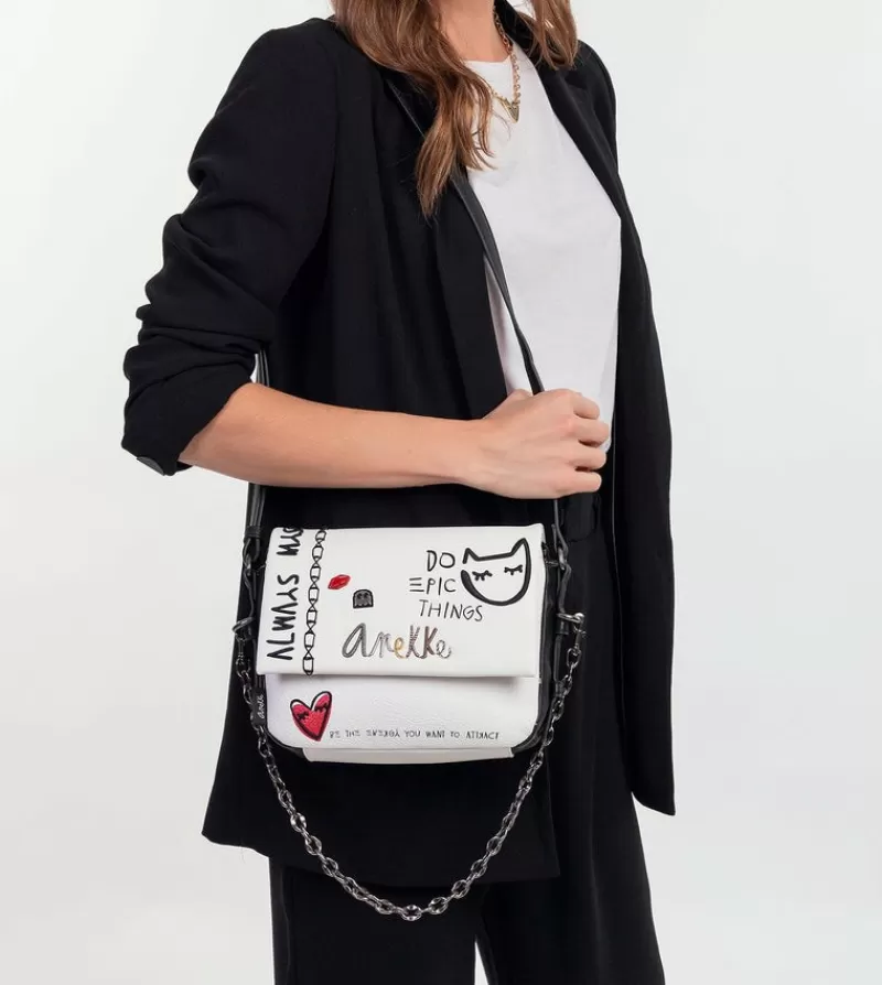 Anekke Bolsos De Hombro | Bolso Blanco De Solapa Energy