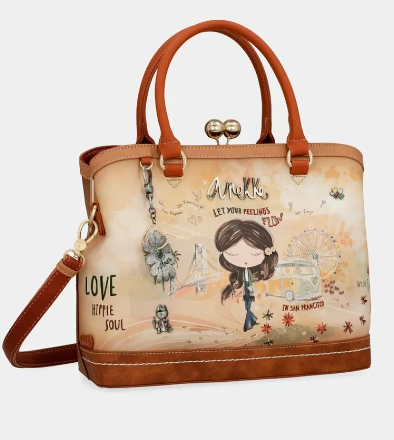 Anekke Bandoleras | Bolso De Boquilla Peace & Love Camel