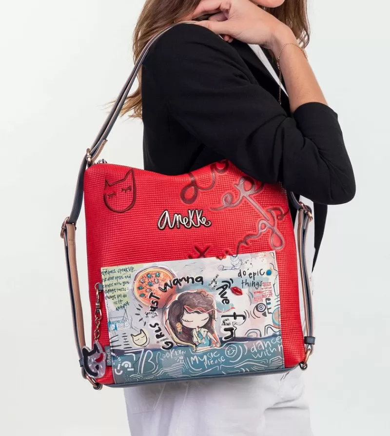 Anekke Mochilas Y Sacos | Bolso Hobo Convertible En Mochila Fun & Music