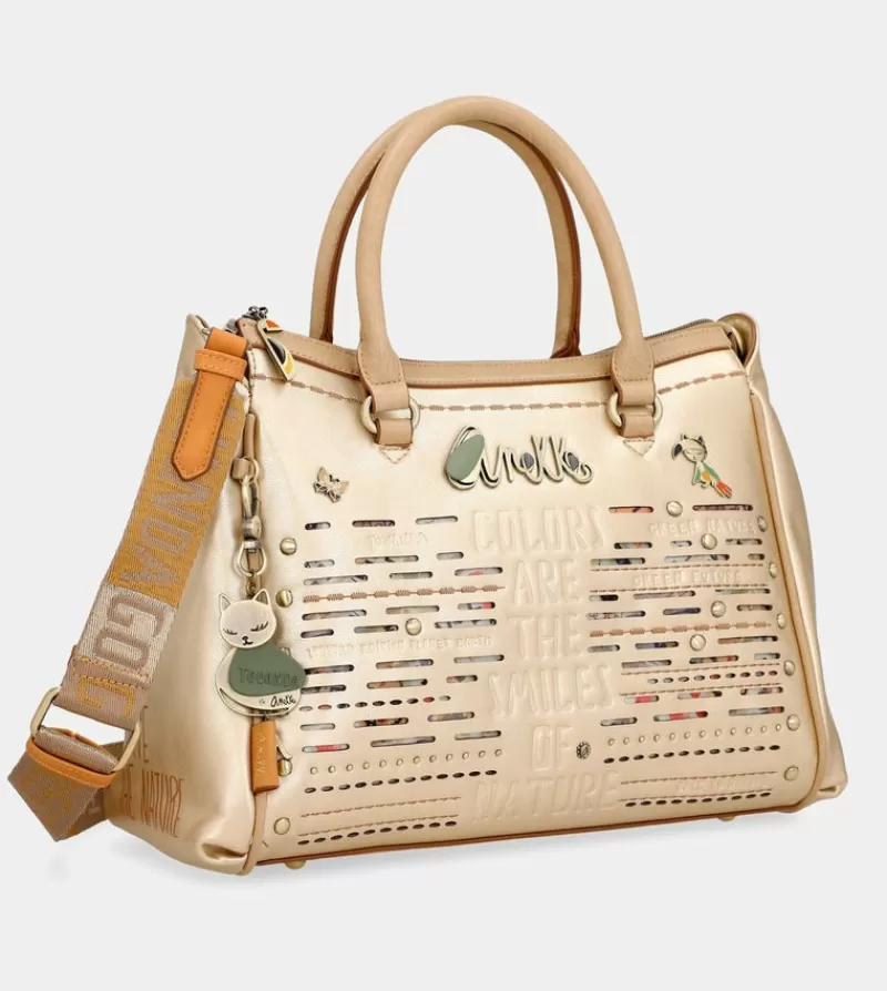 Anekke Bolsos De Mano | Bolso Tipo Doctor Dorado Nature Pachamama