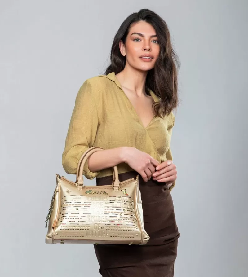 Anekke Bolsos De Mano | Bolso Tipo Doctor Dorado Nature Pachamama