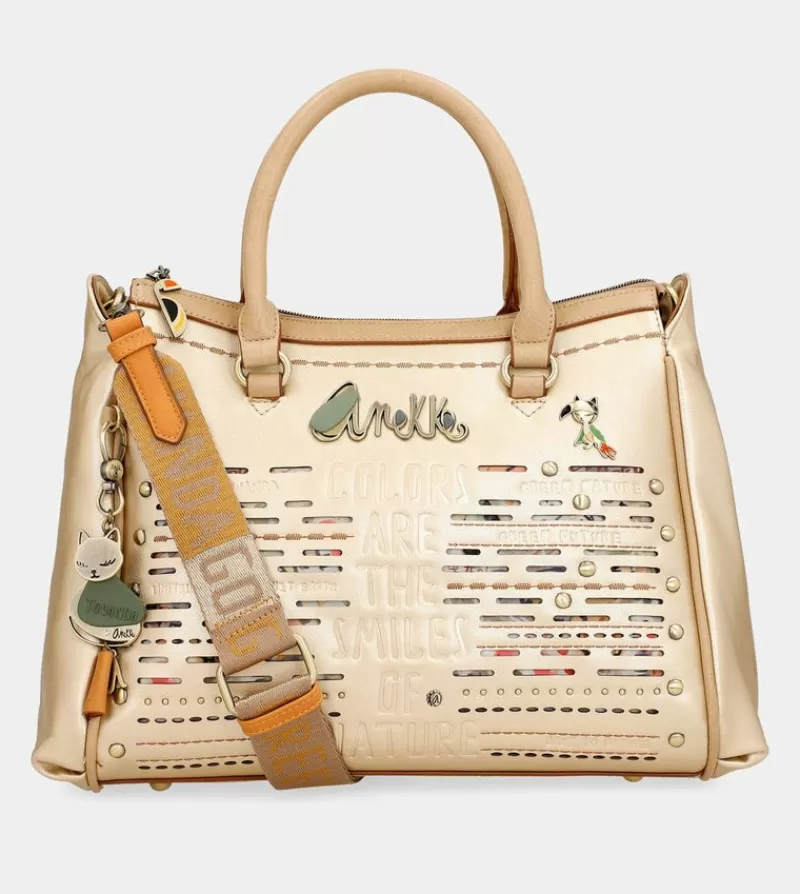 Anekke Bolsos De Mano | Bolso Tipo Doctor Dorado Nature Pachamama