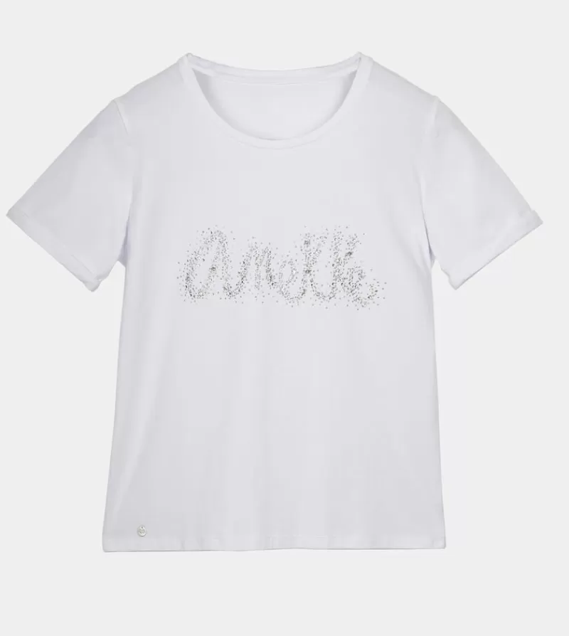 Anekke Camisetas | Camiseta Blanca Purpurina