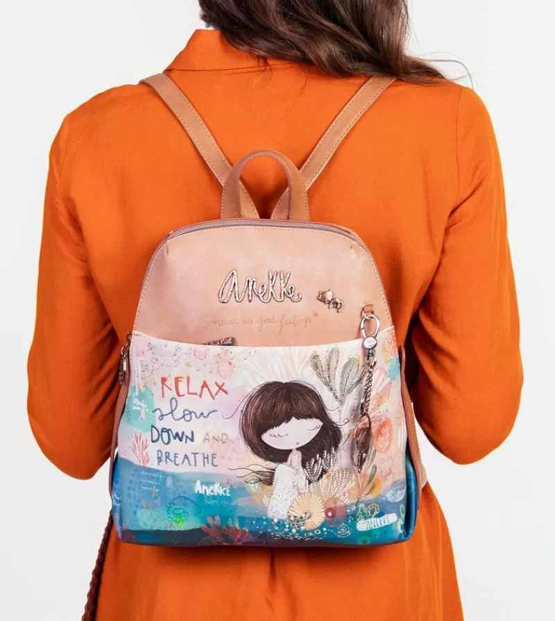 Anekke Mochilas Y Sacos | Mochila De Paseo Con Bolsillo Oculto Mediterranean