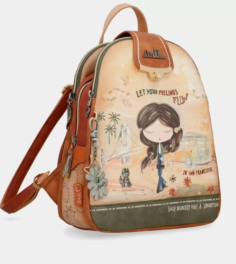 Anekke Mochilas Y Sacos | Mochila Triple Compartimento Peace & Love Camel