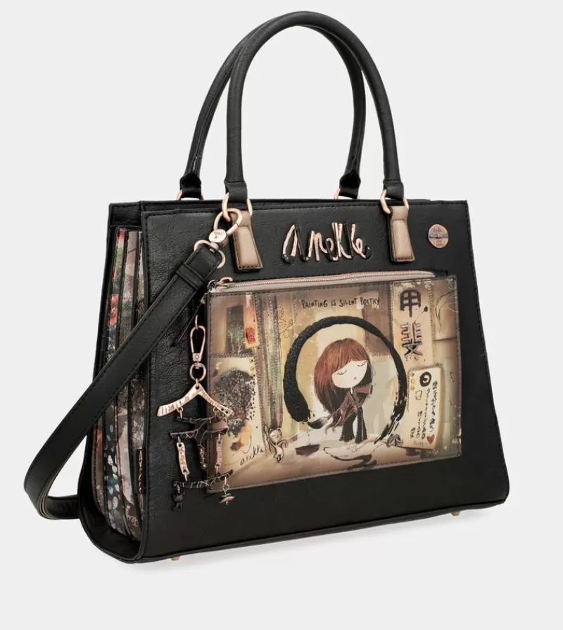 Anekke Bolsos De Mano | Tote Negro Con Bandolera Shoen