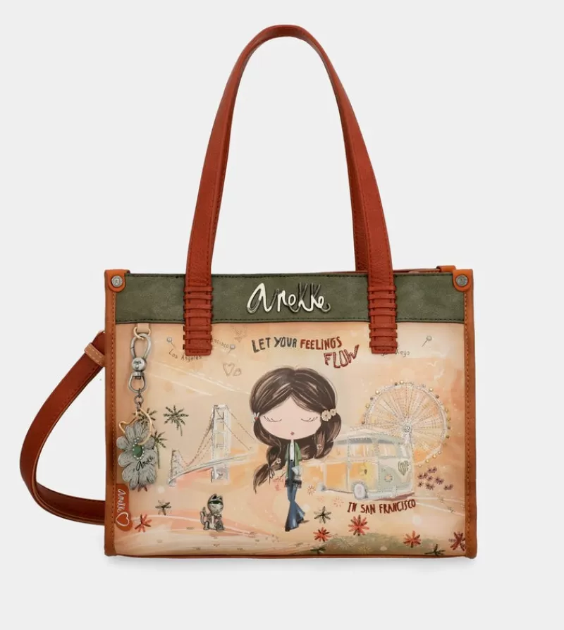 Anekke Tote & Shoppers | Tote Peace & Love Camel